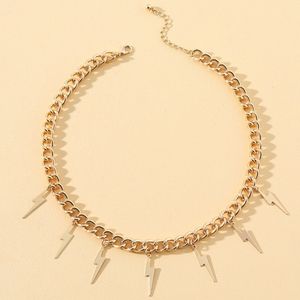 Minimal Cuban Gold Chain Lightning Bolt Necklace